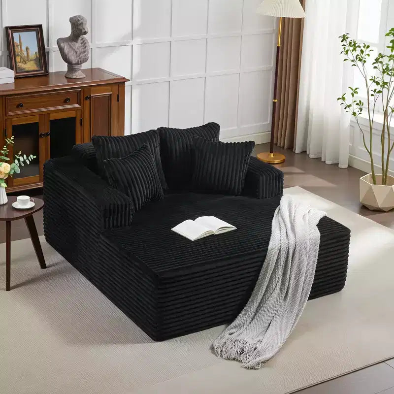 61 Fauteuils longues surdimensionnés d'intérieur, canapé sans os rembourré en velours côtelé, canapé sans os confortable 2 places "nuage", 4 oreillers et accoudoirs