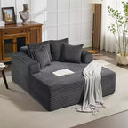61 Fauteuils longues surdimensionnés d'intérieur, canapé sans os rembourré en velours côtelé, canapé sans os confortable 2 places "nuage", 4 oreillers et accoudoirs
