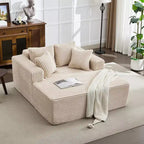 61 Fauteuils longues surdimensionnés d'intérieur, canapé sans os rembourré en velours côtelé, canapé sans os confortable 2 places "nuage", 4 oreillers et accoudoirs