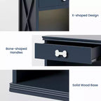 Buffet Heynemo en bois avec LED bleues, tiroir et étagère, table d'appoint avec lumière LED, armoire de chevet avec niche pour animaux et poignée en forme d'os, bureau