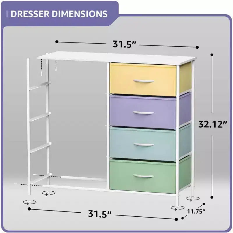 Commode Sorbus 8 tiroirs – Unité de rangement avec cadre en acier, plateau en bois, bacs en tissu – pour chambre à coucher, placard, bureau et plus encore