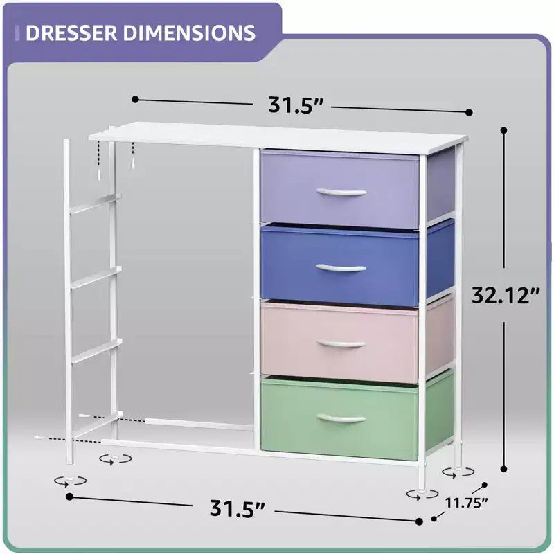 Commode Sorbus 8 tiroirs – Unité de rangement avec cadre en acier, plateau en bois, bacs en tissu – pour chambre à coucher, placard, bureau et plus encore