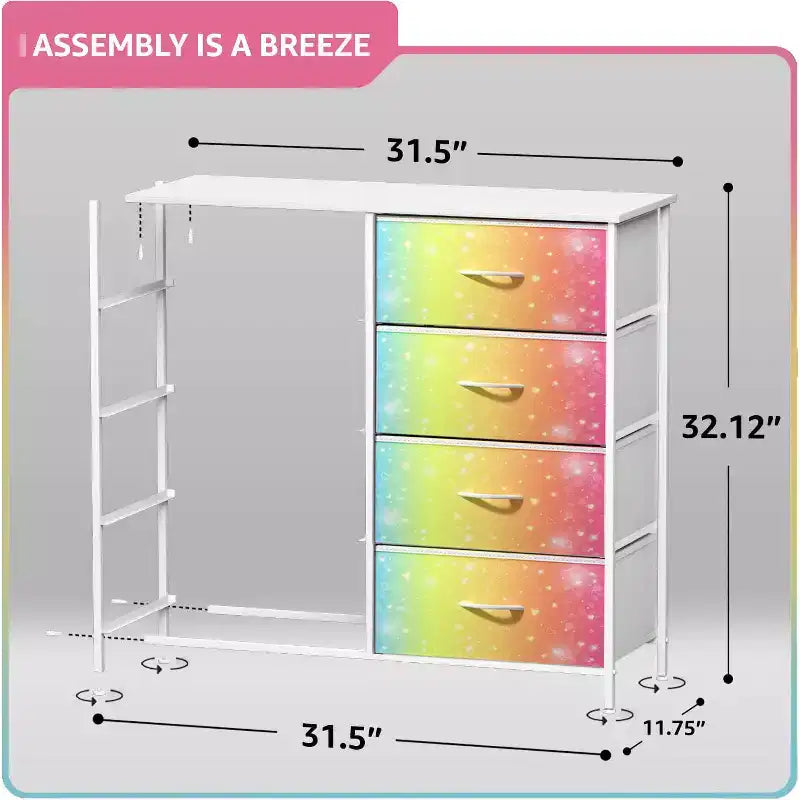 Commode Sorbus 8 tiroirs – Unité de rangement avec cadre en acier, plateau en bois, bacs en tissu – pour chambre à coucher, placard, bureau et plus encore