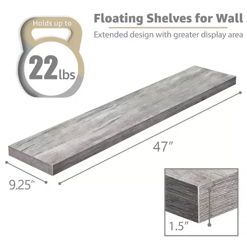 Sorbus Lot de 2 étagères flottantes murales de 119,4 x 23,5 cm – Rangement élégant et fonctionnel