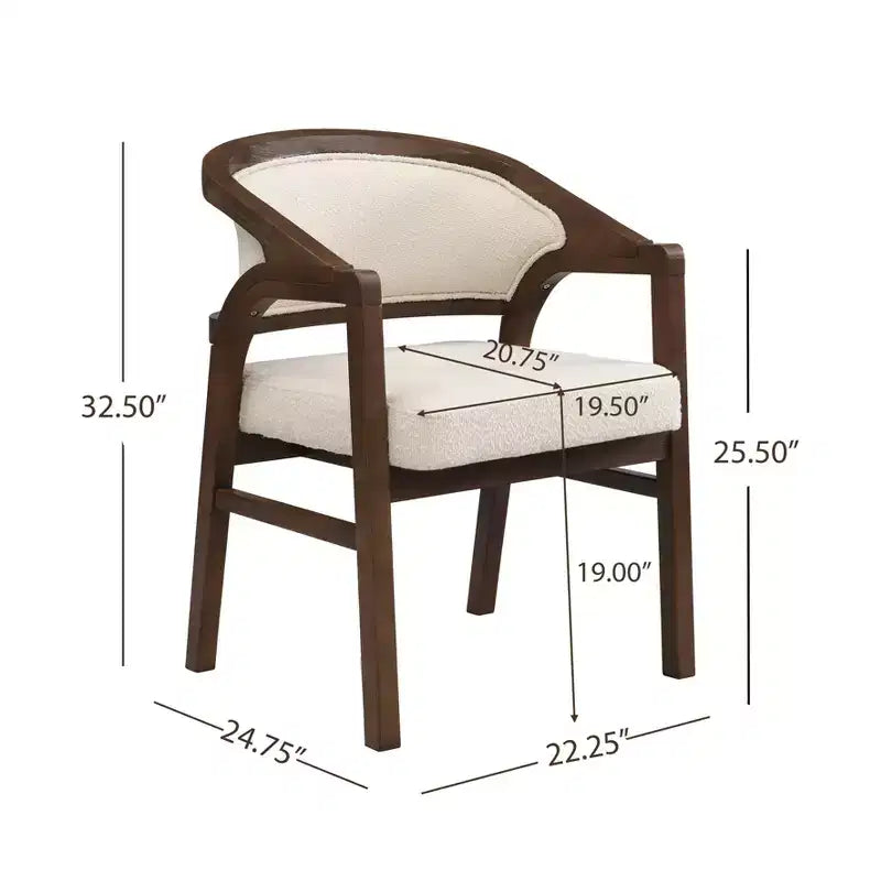 Christopher Knight Home Appleby, chaises de salle à manger capitonnées en bois d'hévéa avec accoudoirs et design incurvé (lot de 2)