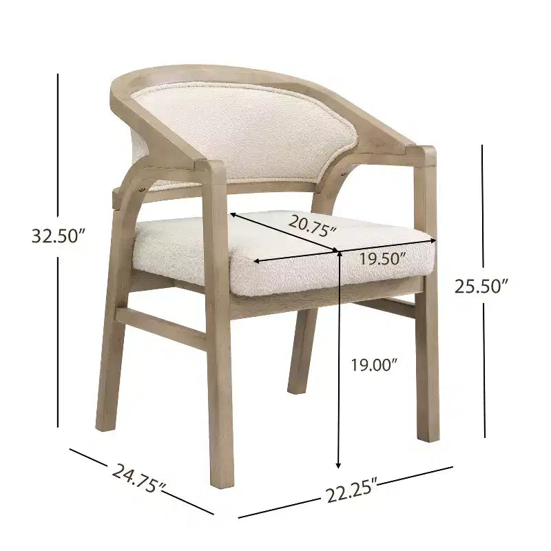 Christopher Knight Home Appleby, chaises de salle à manger capitonnées en bois d'hévéa avec accoudoirs et design incurvé (lot de 2)