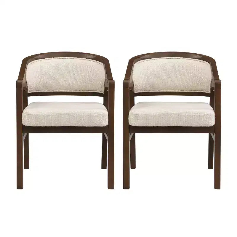 Christopher Knight Home Appleby, chaises de salle à manger capitonnées en bois d'hévéa avec accoudoirs et design incurvé (lot de 2)