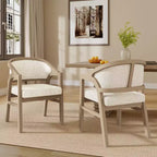 Christopher Knight Home Appleby Rubberwood Upholstered Dining Arm Chair with Curved Design (Set of 2)