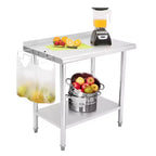 Stainless Steel Table 48x24, Heavy Duty Metal Commercial Prep Table with Storage Racks and Back Panel for Restaurant Kitchens, Home Hotel, Food Prep