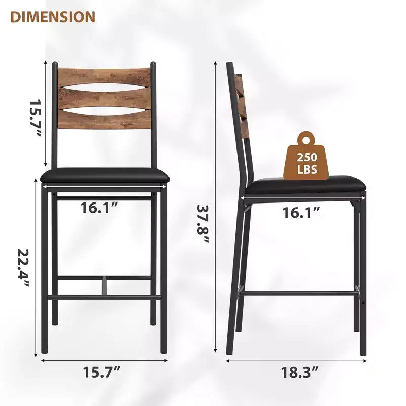 GustoWave Tabourets de Bar à l'assise épaisse (lot de 2) - Tabourets en Similicuir avec Dossier en Bois