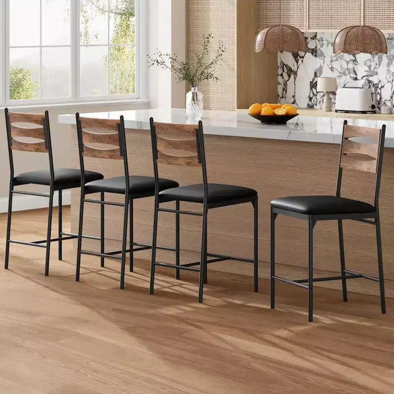 GustoWave Tabourets de Bar à l'assise épaisse (lot de 2) - Tabourets en Similicuir avec Dossier en Bois