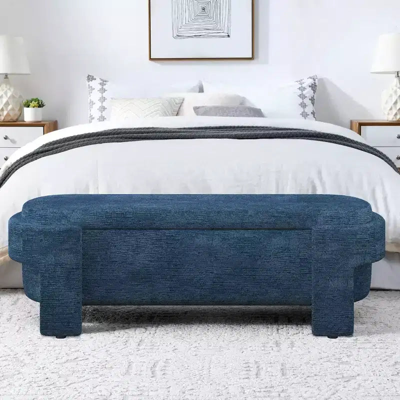 Banc capitonné en tissu de lin CLIHOME avec grand espace de rangement, poufs pour le salon, l'entrée et la chambre à coucher