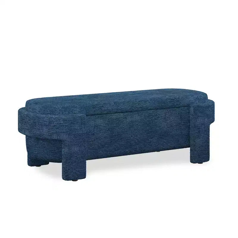 Banc capitonné en tissu de lin CLIHOME avec grand espace de rangement, poufs pour le salon, l'entrée et la chambre à coucher