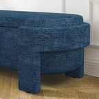 Banc capitonné en tissu de lin CLIHOME avec grand espace de rangement, poufs pour le salon, l'entrée et la chambre à coucher