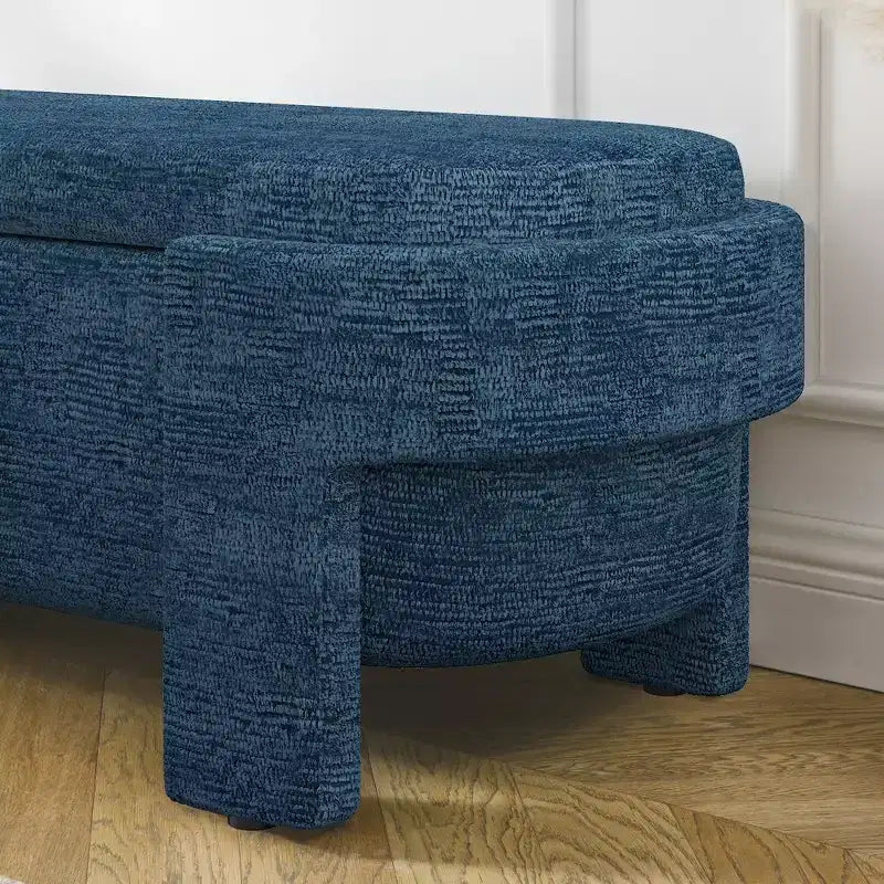 Banc capitonné en tissu de lin CLIHOME avec grand espace de rangement, poufs pour le salon, l'entrée et la chambre à coucher