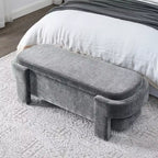 Banc capitonné en tissu de lin CLIHOME avec grand espace de rangement, poufs pour le salon, l'entrée et la chambre à coucher