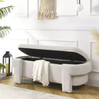 Banc capitonné en tissu de lin CLIHOME avec grand espace de rangement, poufs pour le salon, l'entrée et la chambre à coucher