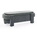 Banc capitonné en tissu de lin CLIHOME avec grand espace de rangement, poufs pour le salon, l'entrée et la chambre à coucher