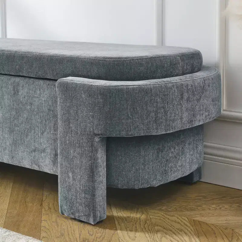 Banc capitonné en tissu de lin CLIHOME avec grand espace de rangement, poufs pour le salon, l'entrée et la chambre à coucher