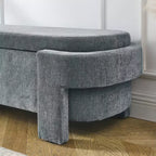 Banc capitonné en tissu de lin CLIHOME avec grand espace de rangement, poufs pour le salon, l'entrée et la chambre à coucher