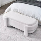 Banc capitonné en tissu de lin CLIHOME avec grand espace de rangement, poufs pour le salon, l'entrée et la chambre à coucher