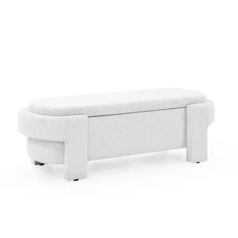 Banc capitonné en tissu de lin CLIHOME avec grand espace de rangement, poufs pour le salon, l'entrée et la chambre à coucher