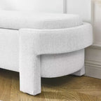 Banc capitonné en tissu de lin CLIHOME avec grand espace de rangement, poufs pour le salon, l'entrée et la chambre à coucher