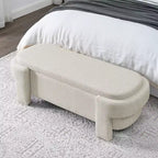 Banc capitonné en tissu de lin CLIHOME avec grand espace de rangement, poufs pour le salon, l'entrée et la chambre à coucher