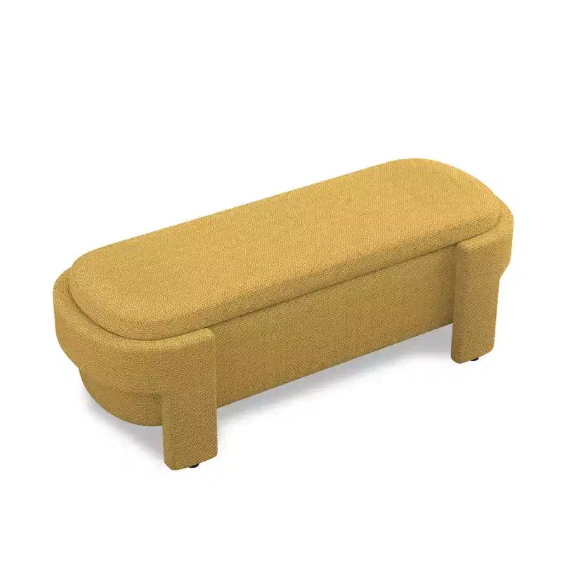 Banc capitonné en tissu de lin CLIHOME avec grand espace de rangement, poufs pour le salon, l'entrée et la chambre à coucher