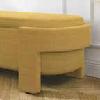 Banc capitonné en tissu de lin CLIHOME avec grand espace de rangement, poufs pour le salon, l'entrée et la chambre à coucher