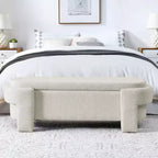 Banc capitonné en tissu de lin CLIHOME avec grand espace de rangement, poufs pour le salon, l'entrée et la chambre à coucher