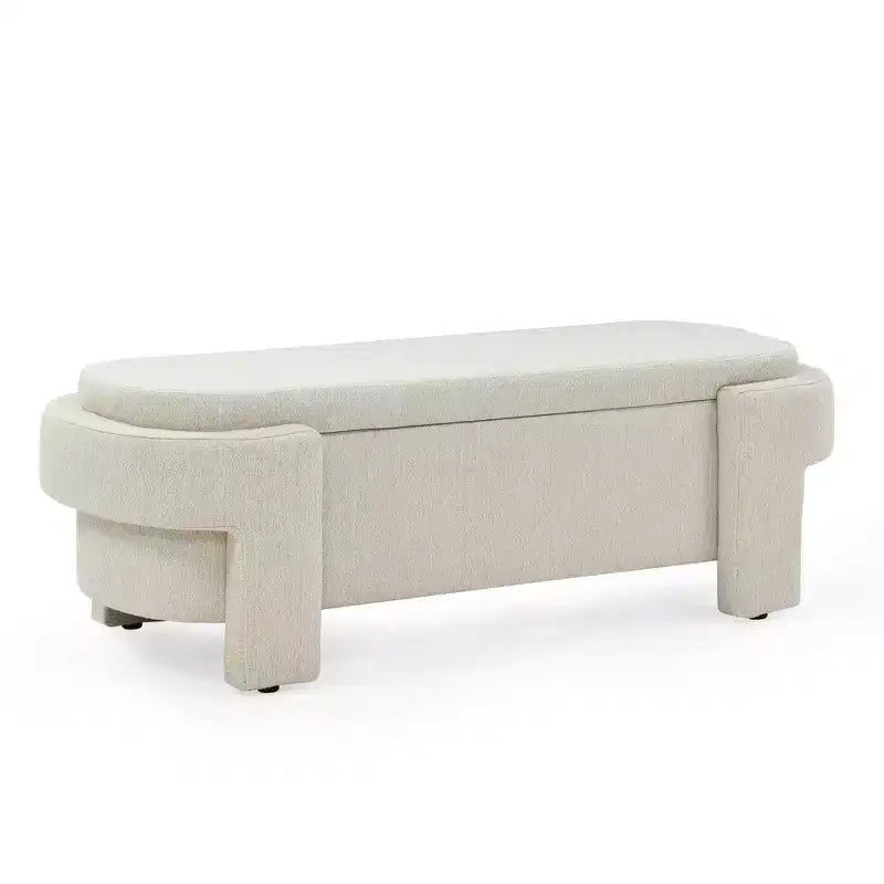 Banc capitonné en tissu de lin CLIHOME avec grand espace de rangement, poufs pour le salon, l'entrée et la chambre à coucher
