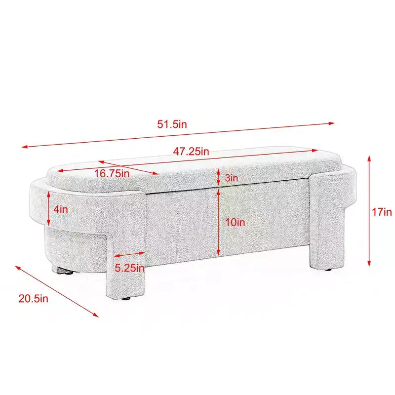Banc capitonné en tissu de lin CLIHOME avec grand espace de rangement, poufs pour le salon, l'entrée et la chambre à coucher