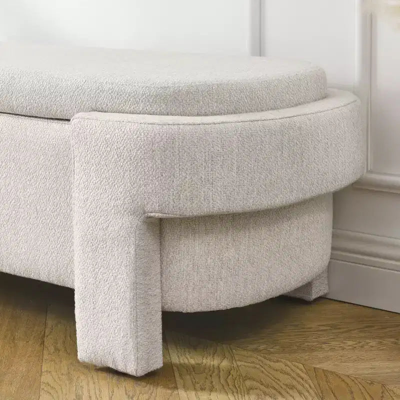 Banc capitonné en tissu de lin CLIHOME avec grand espace de rangement, poufs pour le salon, l'entrée et la chambre à coucher