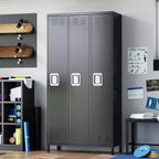 Casier métallique pour employés, armoire de rangement à 3 portes à combinaison, casier métallique en acier pour la maison, le bureau, l'école, la salle de sport, montage requis