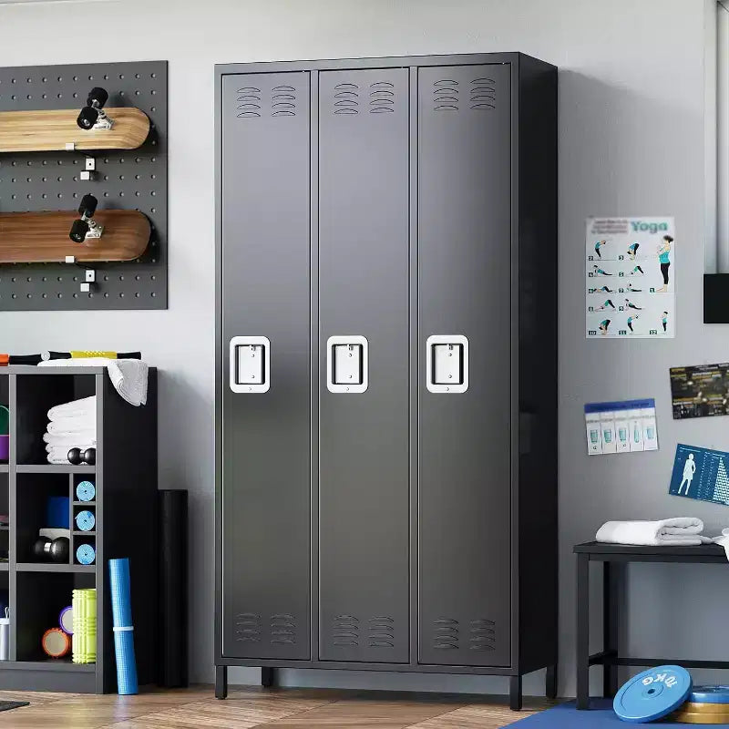 Casier métallique pour employés, armoire de rangement à 3 portes à combinaison, casier métallique en acier pour la maison, le bureau, l'école, la salle de sport, montage requis