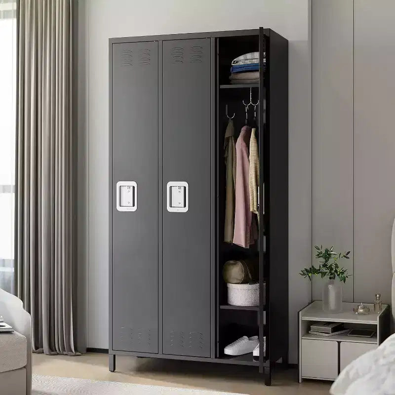 Casier métallique pour employés, armoire de rangement à 3 portes à combinaison, casier métallique en acier pour la maison, le bureau, l'école, la salle de sport, montage requis