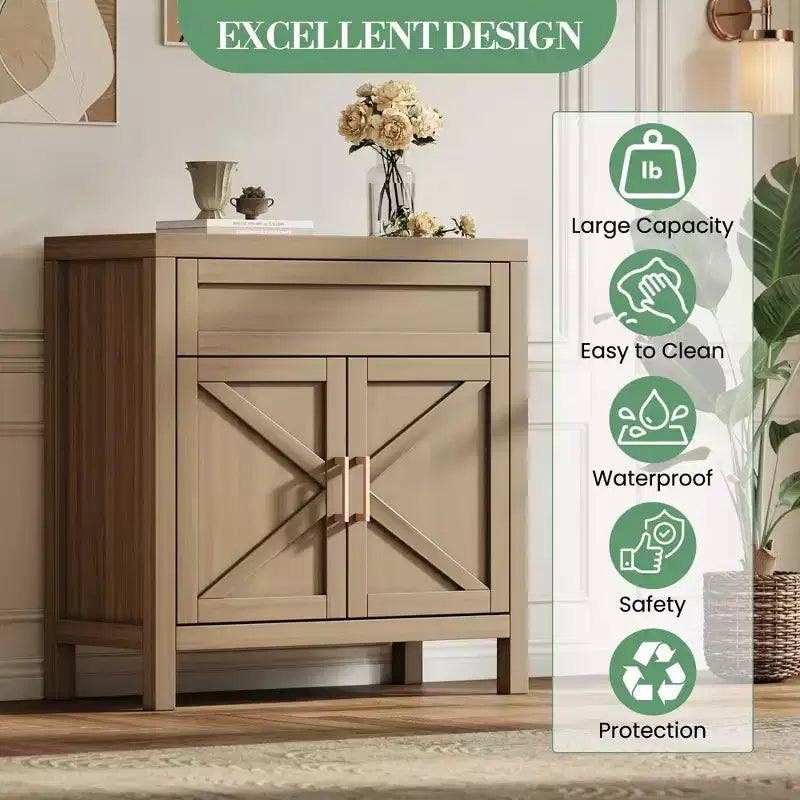 1 tiroir et 2 portes, meuble de rangement, buffet moderne avec étagère réglable,