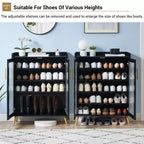 Meuble de rangement pour chaussures à 5 niveaux avec portes en verre, étagère à chaussures en bois, organisateur de chaussures pour entrée, couloir,