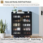 Meuble de rangement pour chaussures à 5 niveaux avec portes en verre, étagère à chaussures en bois, organisateur de chaussures pour entrée, couloir,