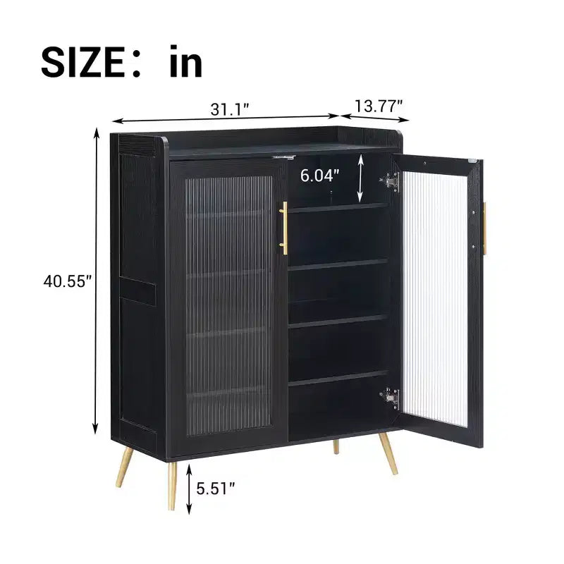 Meuble de rangement pour chaussures à 5 niveaux avec portes en verre, étagère à chaussures en bois, organisateur de chaussures pour entrée, couloir,