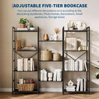 Bibliothèque à étagères réglables de style industriel avec niveaux d'affichage ouverts, adaptée aux salons, maisons et bureaux