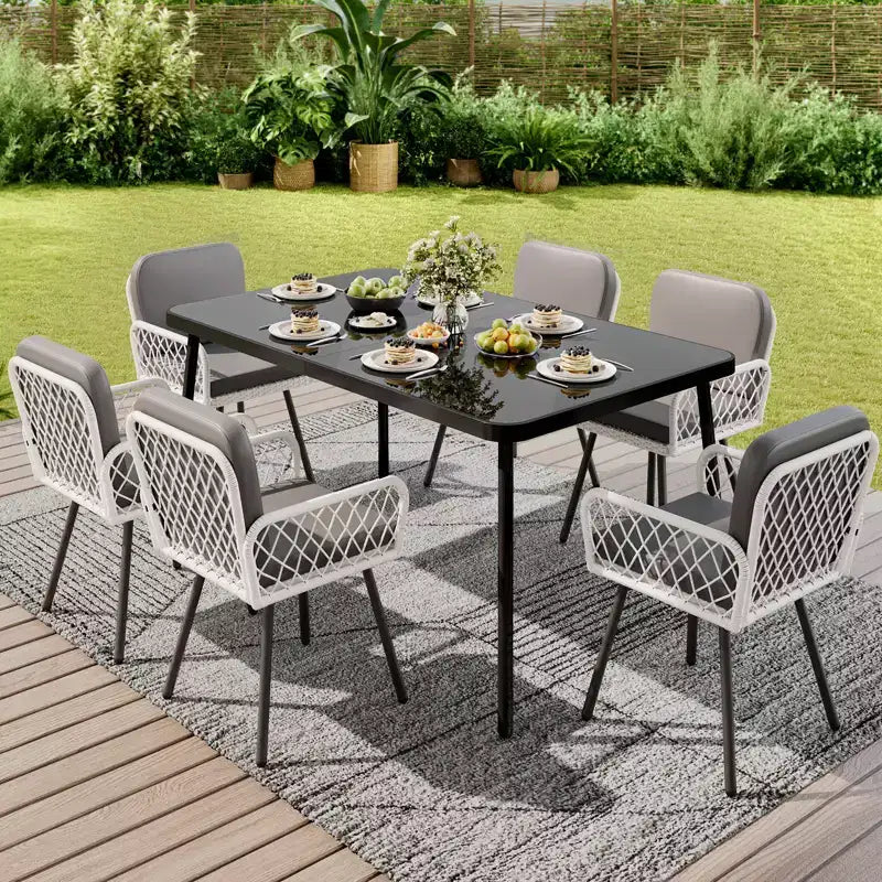 Table à manger COZONY avec plateau en verre trempé et cadre en métal, table de cuisine moderne pour maison, appartement, restaurant et café