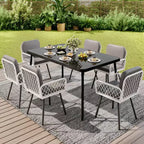 Table à manger COZONY avec plateau en verre trempé et cadre en métal, table de cuisine moderne pour maison, appartement, restaurant et café