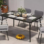 Table à manger COZONY avec plateau en verre trempé et cadre en métal, table de cuisine moderne pour maison, appartement, restaurant et café