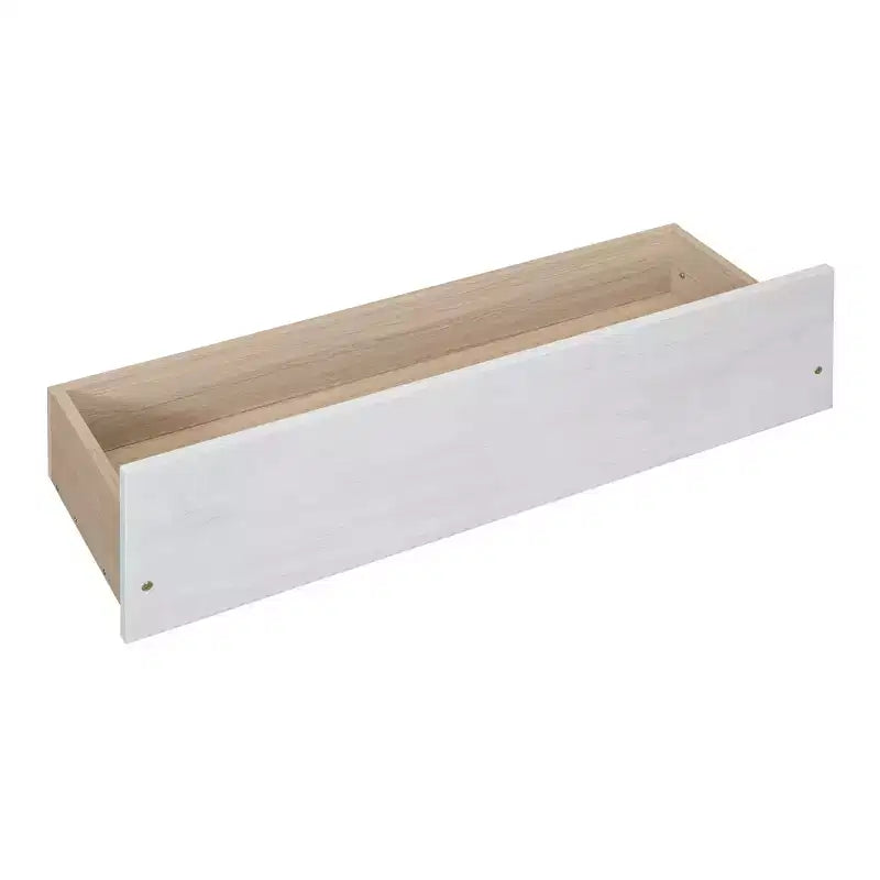 Lit à baldaquin double avec lit gigogne et 2 tiroirs de rangement, lit plateforme double en bois avec tête de lit, blanc