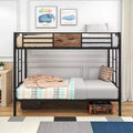 Double bunk bed with stairs, sturdy metal frame, no box spring required, space-saving design