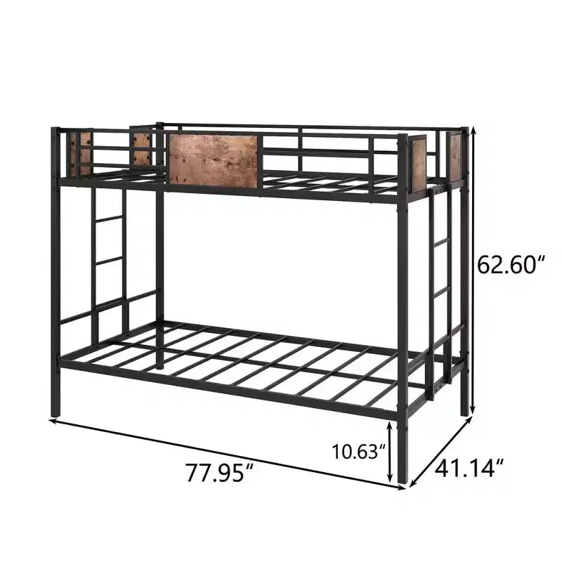 Lit superposé double avec escalier, cadre métallique robuste, aucun sommier tapissier requis, conception peu encombrante