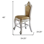 HomeRoots Lot de deux tabourets de bar hauteur comptoir 61 cm, similicuir marron et perle et bois massif