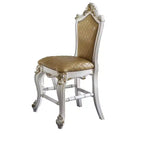 HomeRoots Lot de deux tabourets de bar hauteur comptoir 61 cm, similicuir marron et perle et bois massif
